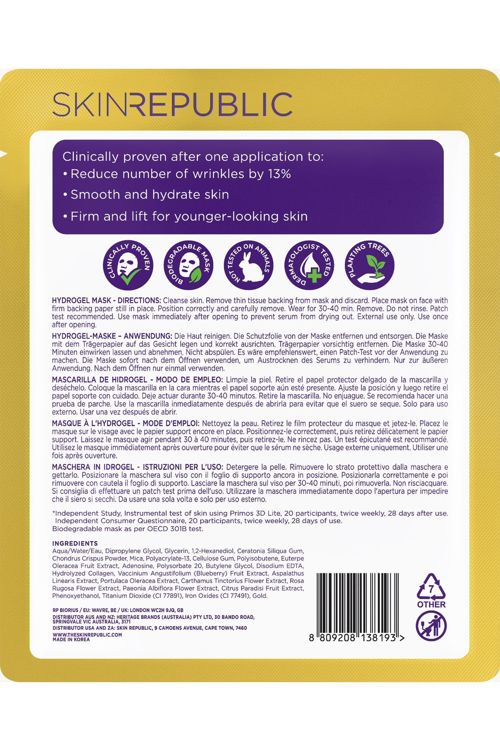 Altın Hidrojel Yüz Maskesi