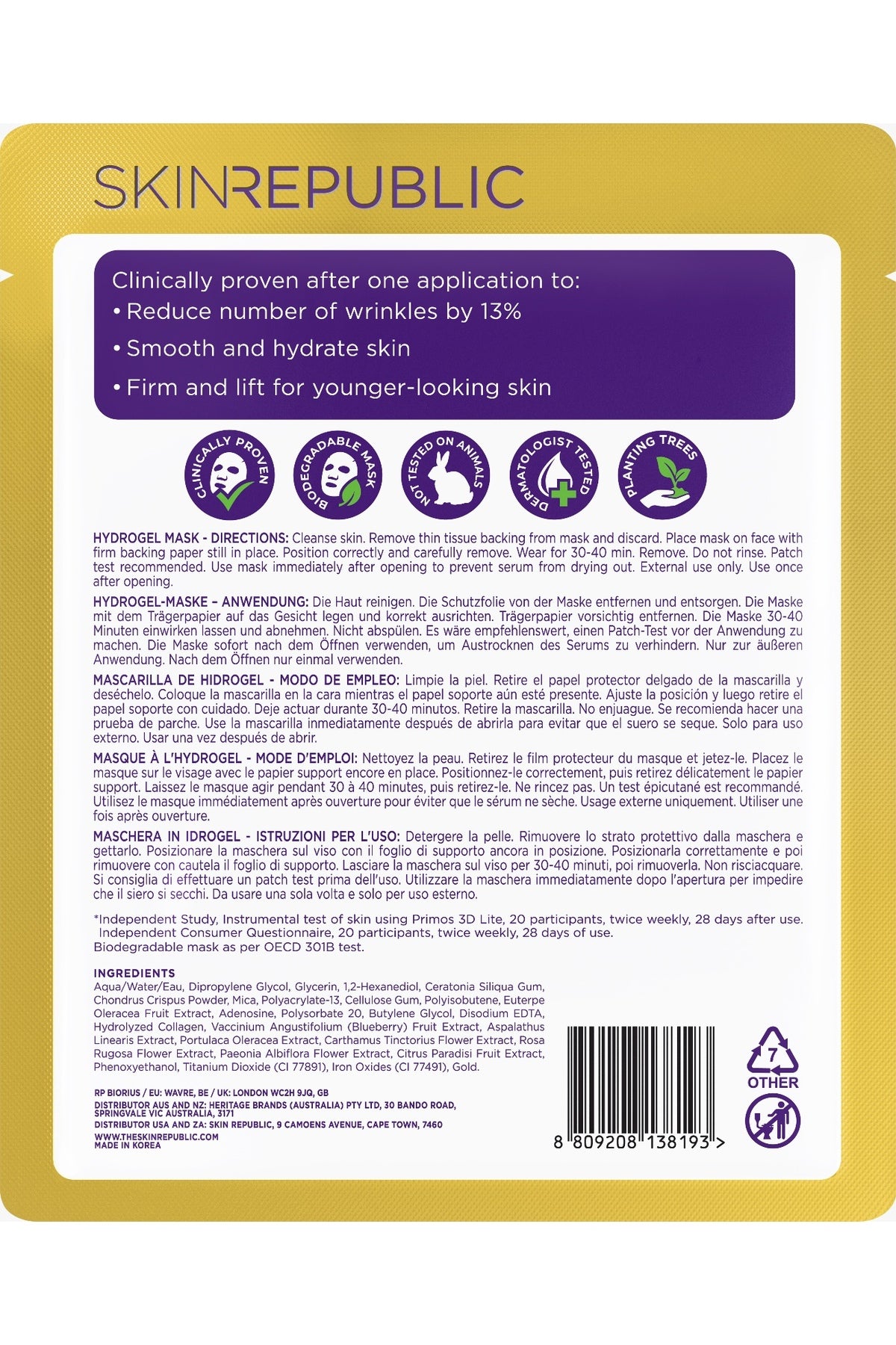 Altın Hidrojel Yüz Maskesi