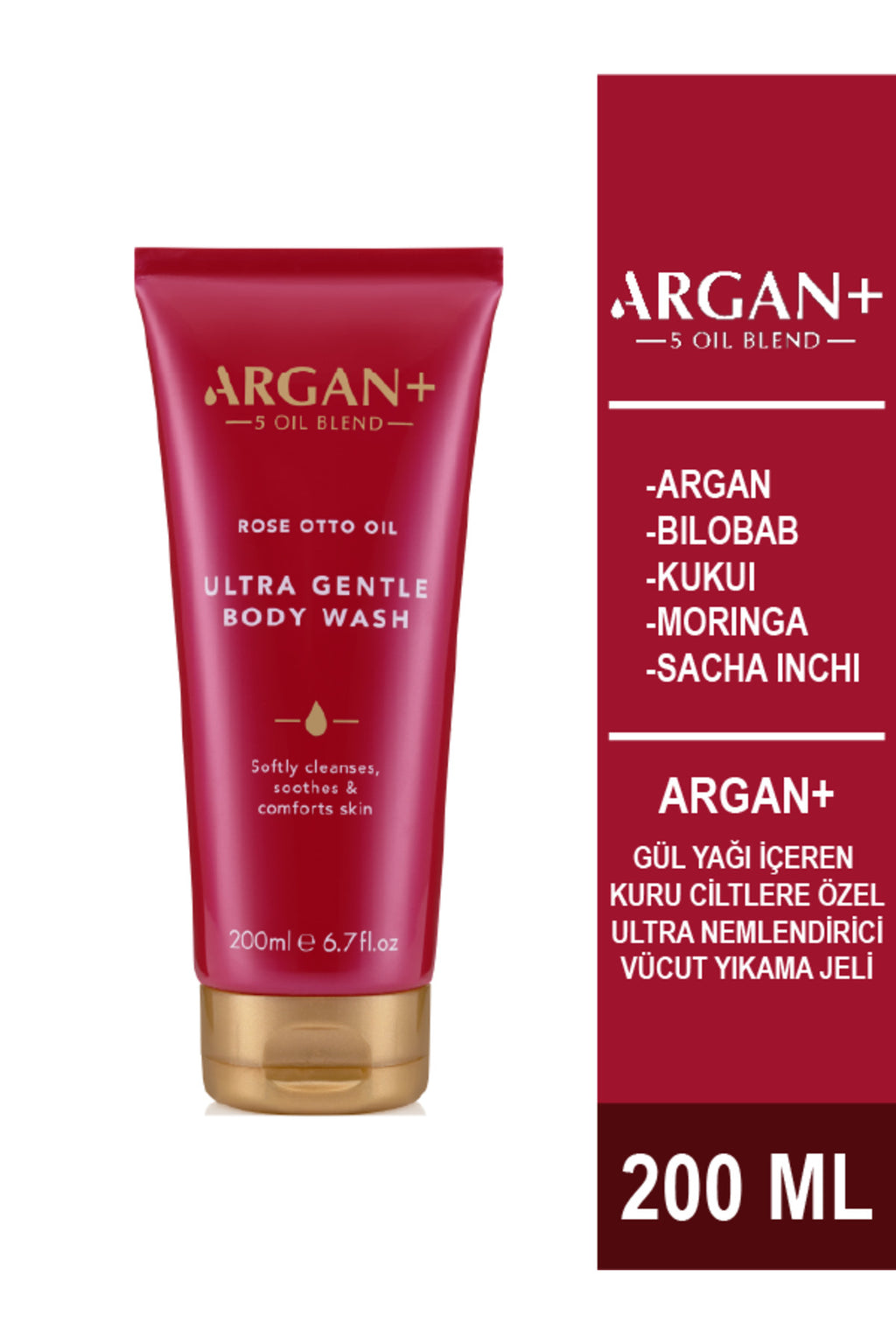 ARGAN + Gül Yağı İçeren Kuru Ciltlere Özel Ultra Nemlendirici Vücut Yıkama Jeli 200ml