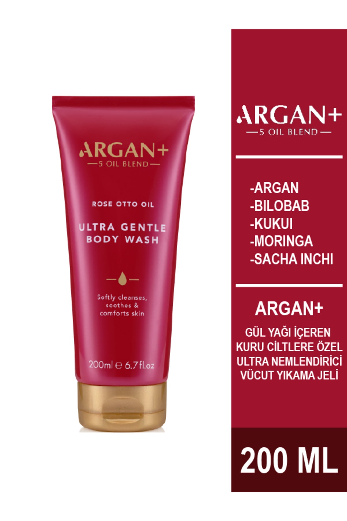 ARGAN + Gül Yağı İçeren Kuru Ciltlere Özel Ultra Nemlendirici Vücut Yıkama Jeli 200ml