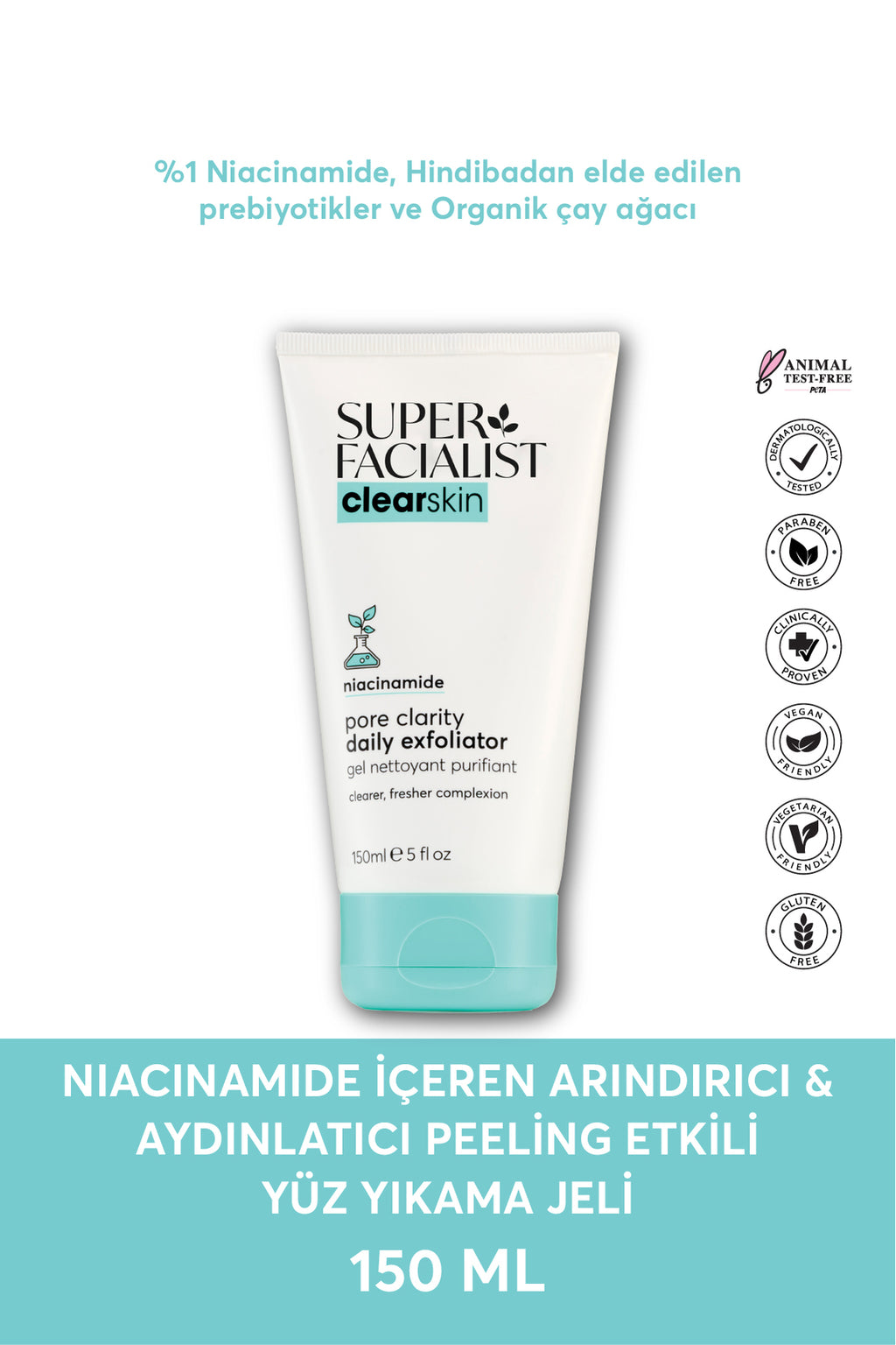 Super Facialist Niacinamide İçeren Arındırıcı & Aydınlatıcı Peeling Etkili Yüz Yıkama Jeli 150 ML