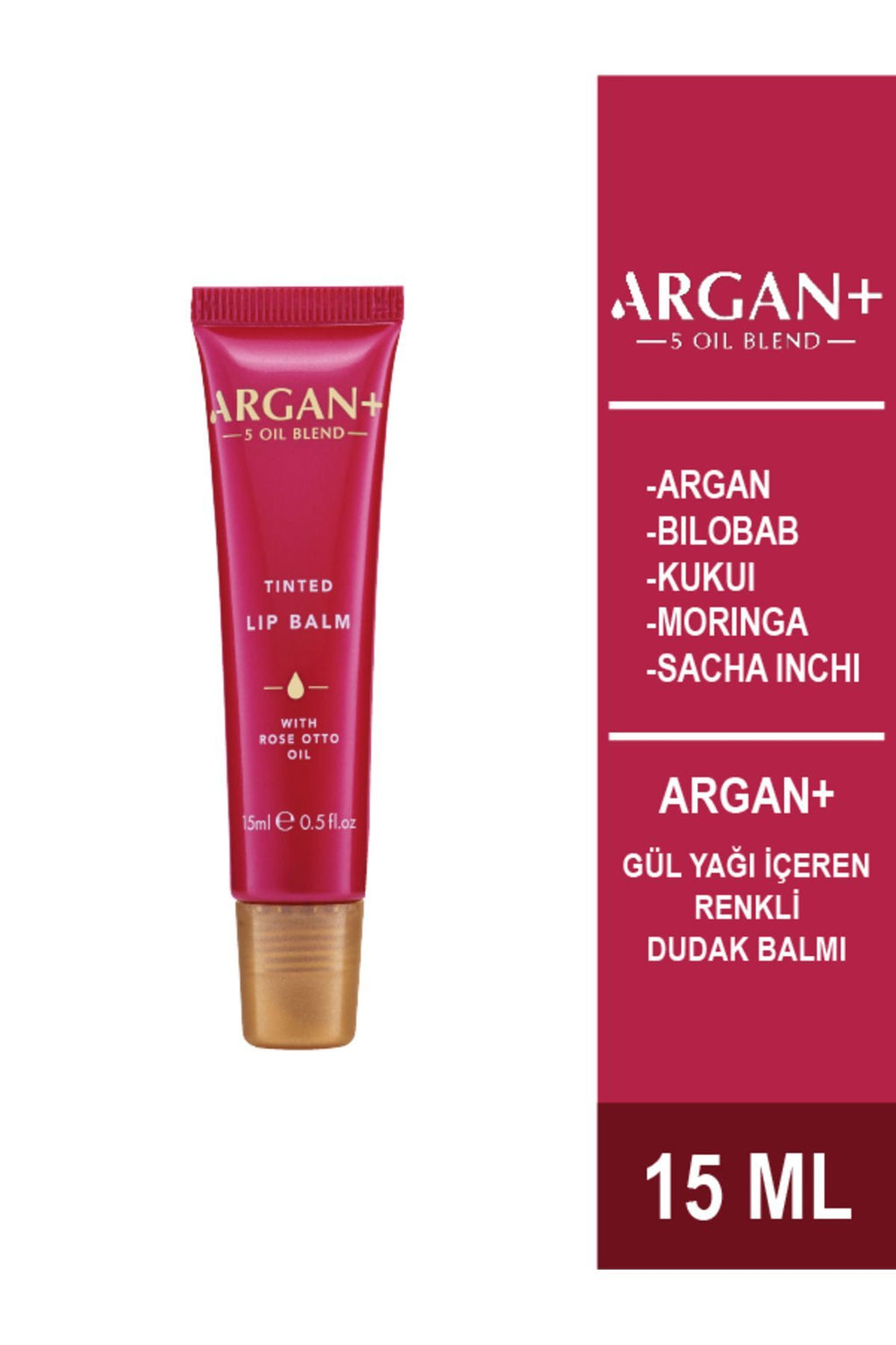 ARGAN + Gül Yağı İçeren Renkli Dudak Balmı 15ml
