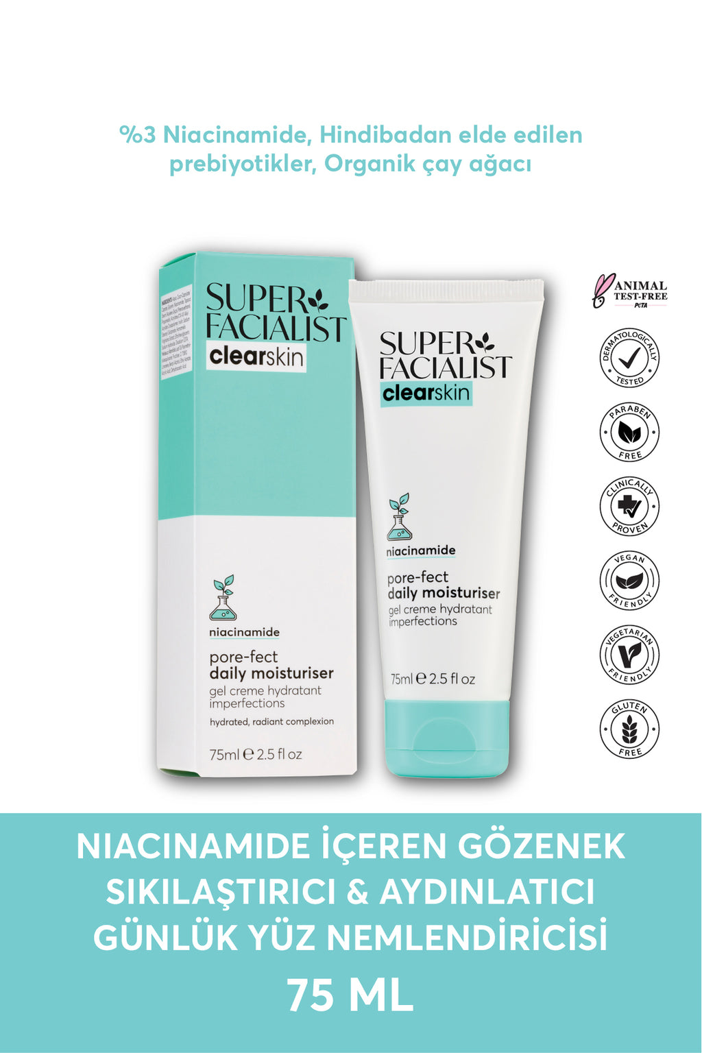 Super Facialist Niacinamide İçeren Gözenek Sıkılaştrıcı & Aydınlatıcı Yüz Nemlendiricisi 75 ML