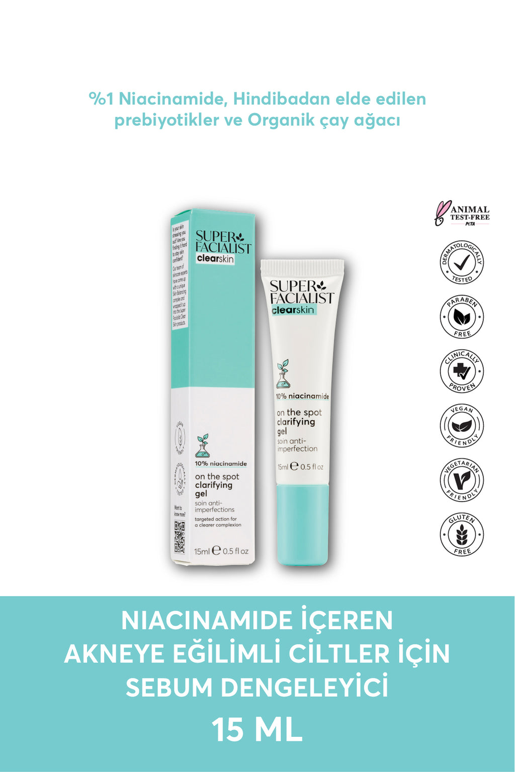 Super Facialist Niacinamide İçeren Akneye Eğilimli Ciltler İçin Sebum Dengeleyici Jel 15 ML